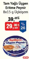 ÜÇKÖŞEM TAM YAĞLI ÜÇ ERİTME PEYNİRİ 8X15 G fiyat ve kampanya bilgisi